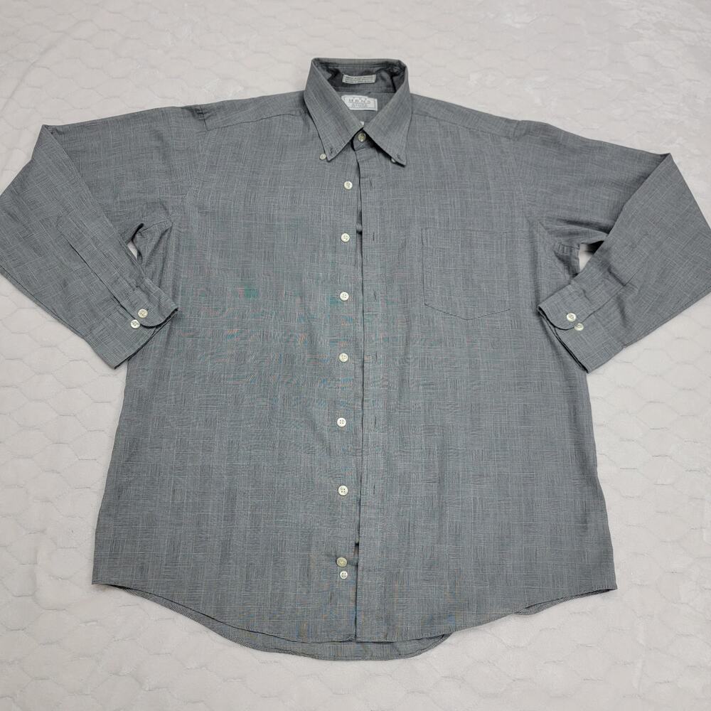 Vintage Sears Mens Store Dress Shirt 16 32/33 Plaid Check Long Sleeve Button Up